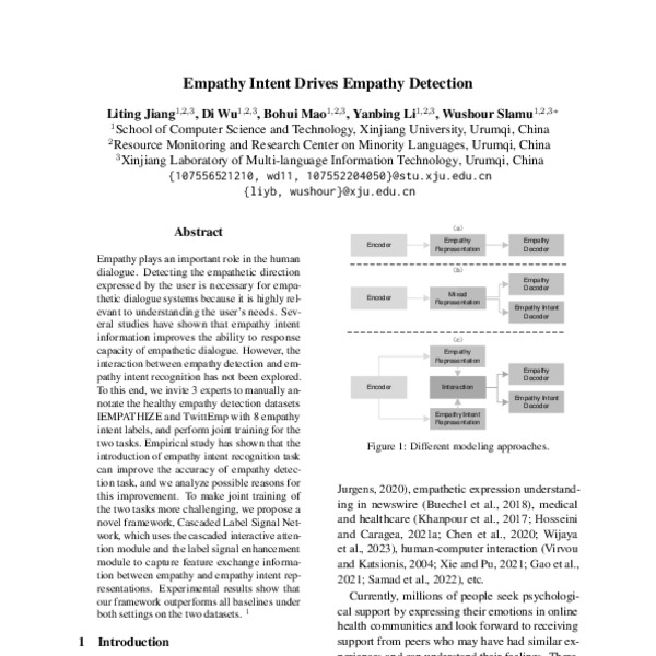 Empathy Intent Drives Empathy Detection ACL Anthology