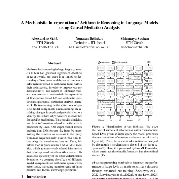 A Mechanistic Interpretation Of Arithmetic Reasoning In Language Models ...