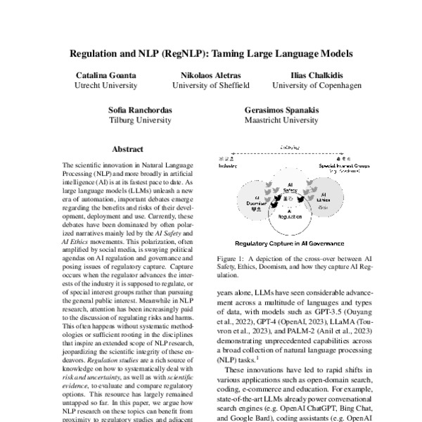 Regulation and NLP (RegNLP): Taming Large Language Models - ACL