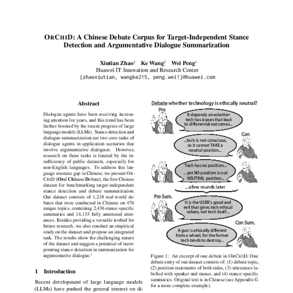 ORCHID: A Chinese Debate Corpus for Target-Independent Stance Detection ...