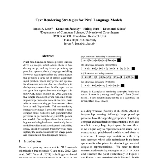 Text Rendering Strategies for Pixel Language Models ACL Anthology