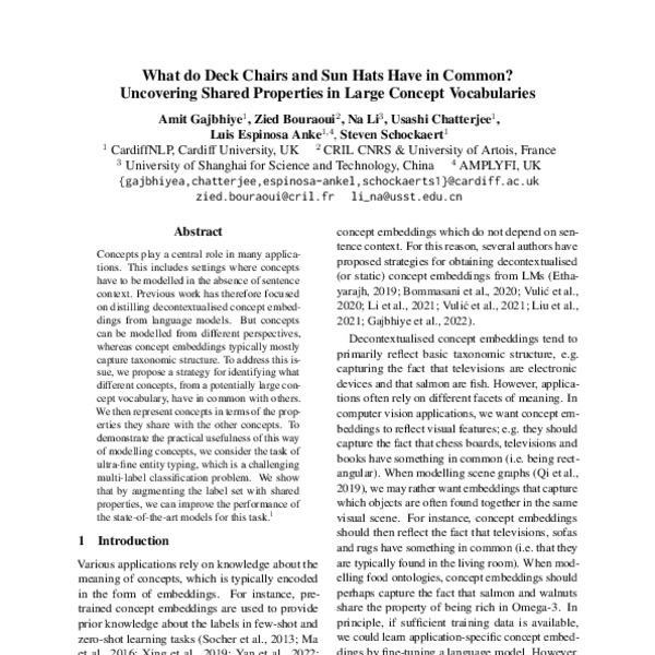 What do Deck Chairs and Sun Hats Have in Common? Uncovering Shared