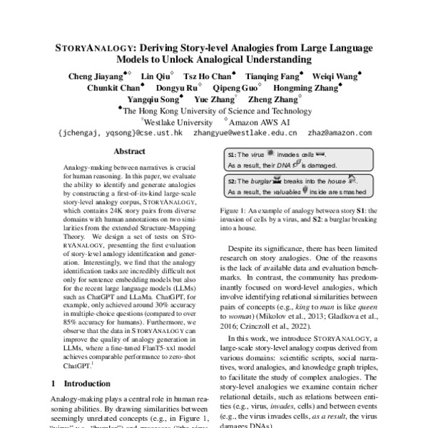 Storyanalogy Deriving Story Level Analogies From Large Language Models To Unlock Analogical