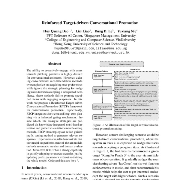 Reinforced Target-driven Conversational Promotion - ACL Anthology
