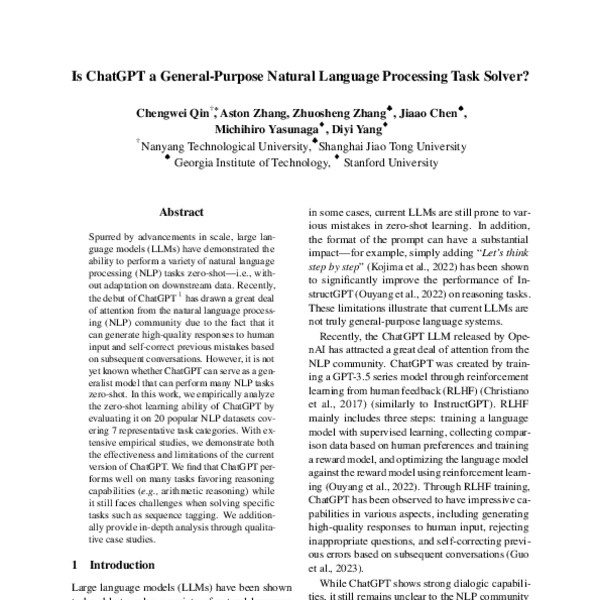 Is ChatGPT a General-Purpose Natural Language Processing Task Solver ...