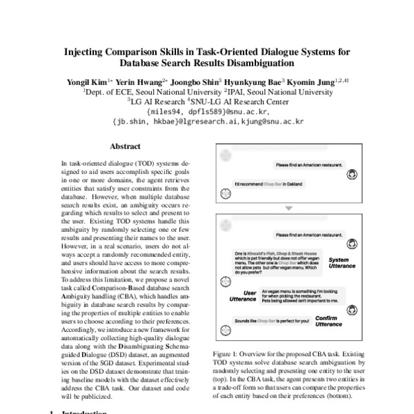 Injecting Comparison Skills in Task-Oriented Dialogue Systems for