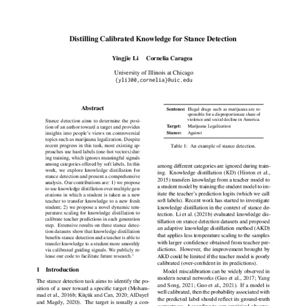 Distilling Calibrated Knowledge for Stance Detection - ACL Anthology