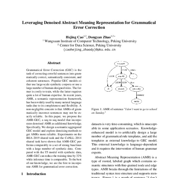 Leveraging Denoised Abstract Meaning Representation for Grammatical