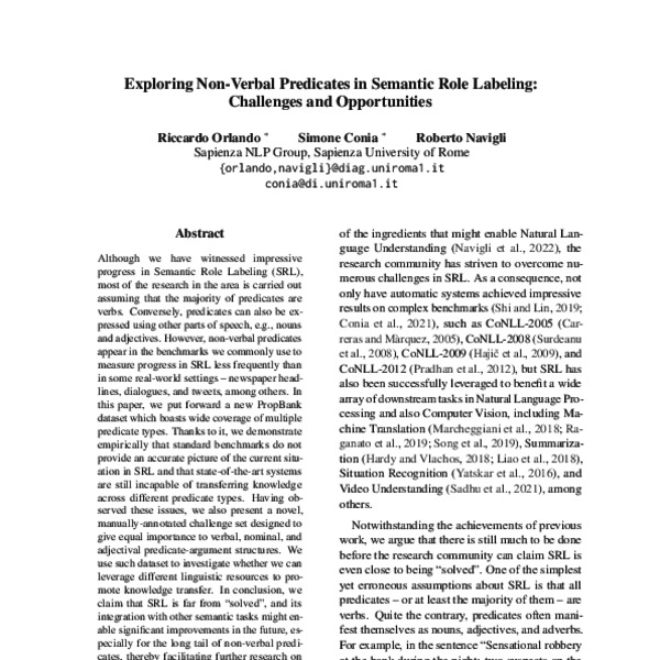 Exploring Non-Verbal Predicates in Semantic Role Labeling