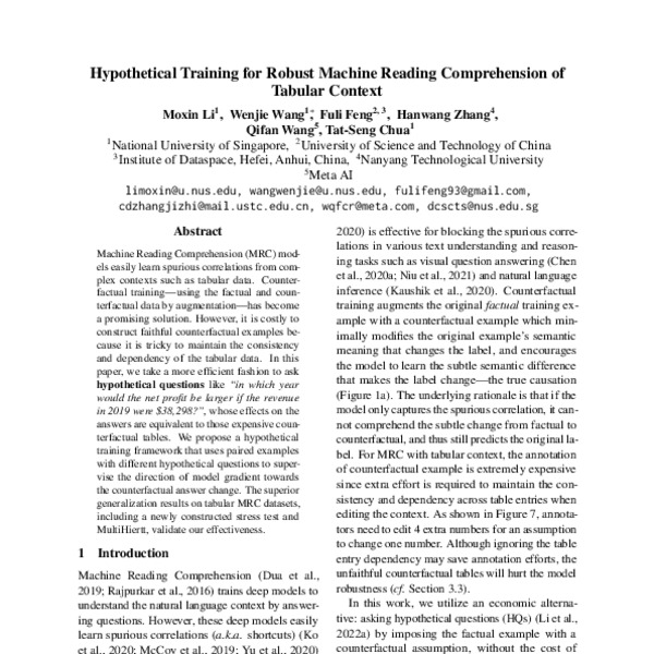 Hypothetical Training for Robust Machine Reading Comprehension of ...