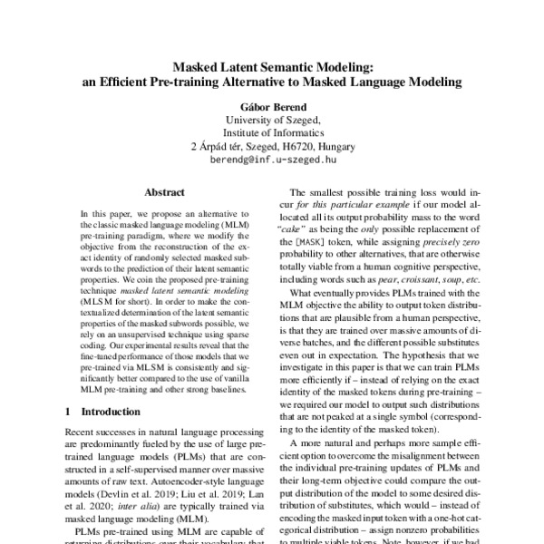 The Masked Language Modeling (MLM) objective as basis for training