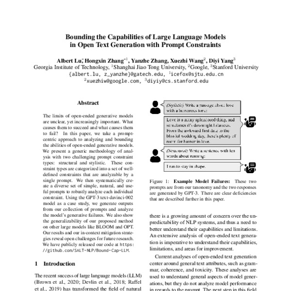 Bounding The Capabilities Of Large Language Models In Open Text Generation With Prompt