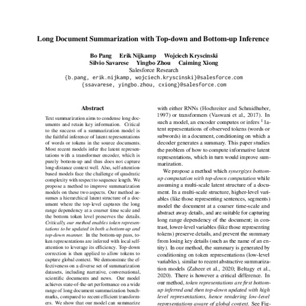 Long Document Summarization with Top-down and Bottom-up Inference - ACL ...