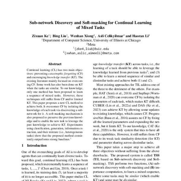 Sub-network Discovery and Soft-masking for Continual Learning of Mixed ...