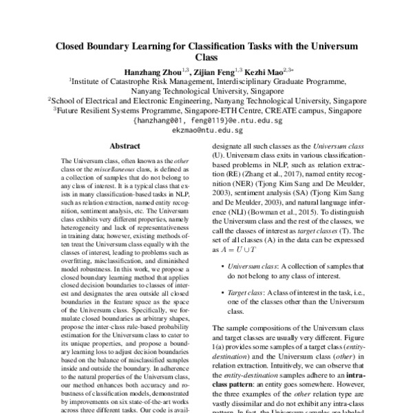 Closed Boundary Learning for Classification Tasks with the