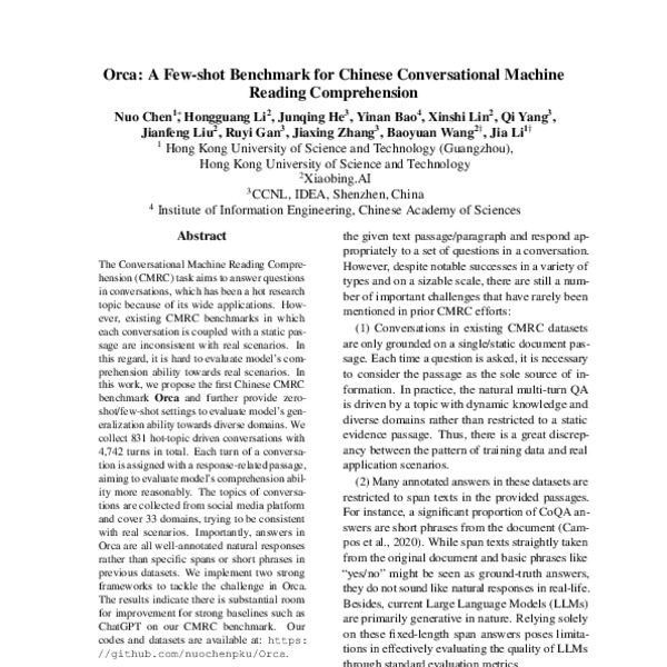 Orca: A Few-shot Benchmark for Chinese Conversational Machine Reading ...