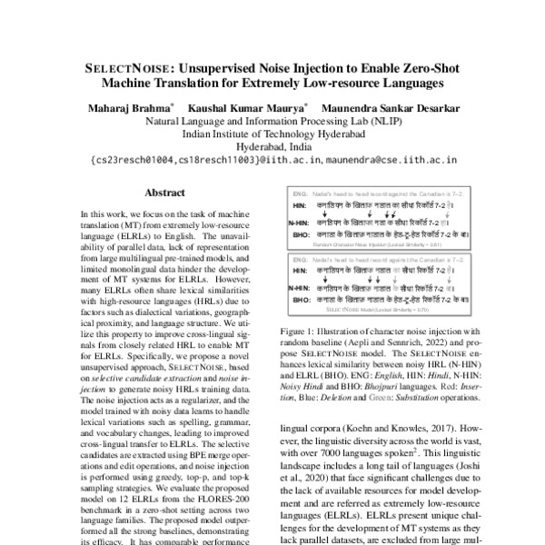 SelectNoise Unsupervised Noise Injection to Enable ZeroShot Machine