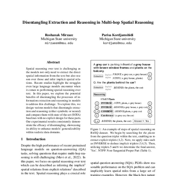 Disentangling Extraction and Reasoning in Multihop Spatial Reasoning