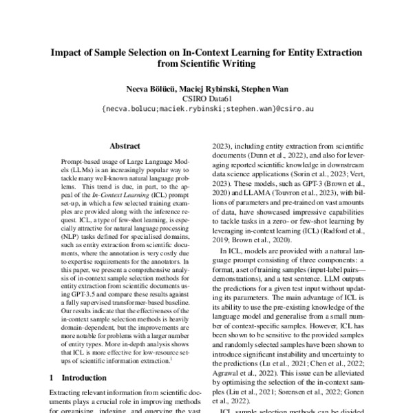 Impact Of Sample Selection On In-context Learning For Entity Extraction ...