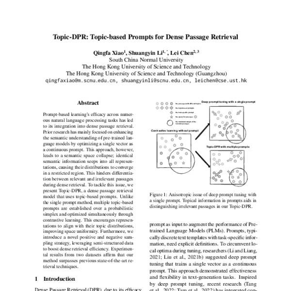 TopicDPR Topicbased Prompts for Dense Passage Retrieval ACL Anthology