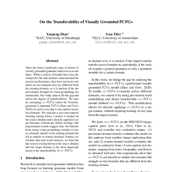 On the Transferability of Visually Grounded PCFGs - ACL Anthology