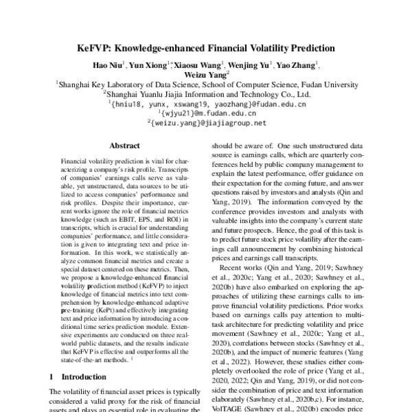 KeFVP Knowledgeenhanced Financial Volatility Prediction ACL Anthology