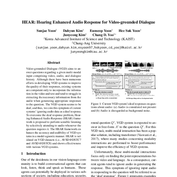 HEAR: Hearing Enhanced Audio Response for Video-grounded Dialogue - ACL ...
