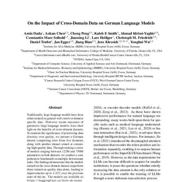 On the Impact of Cross-Domain Data on German Language Models - ACL ...