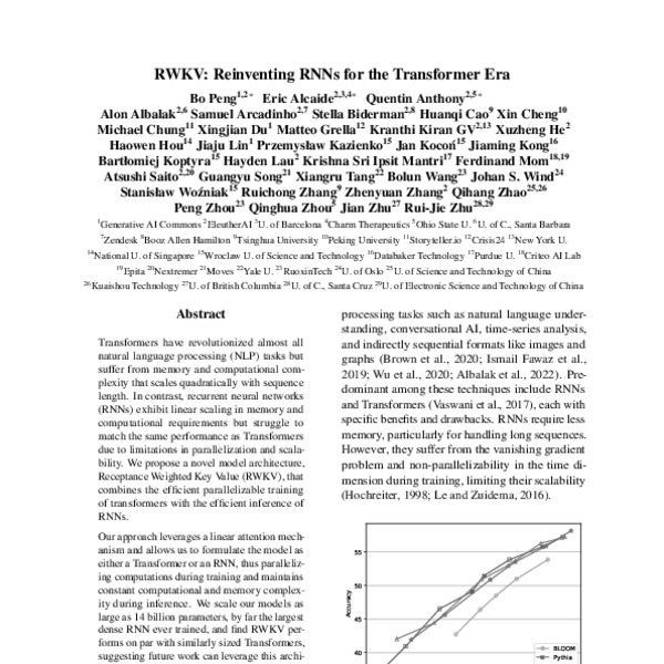 RWKV: Reinventing RNNs For The Transformer Era - ACL Anthology