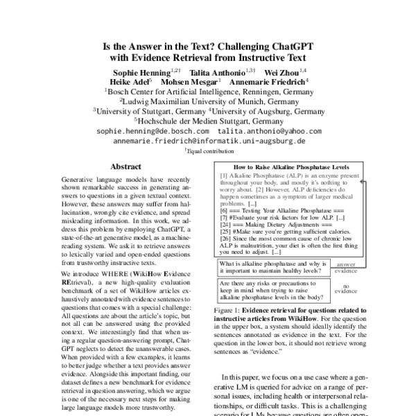Is the Answer in the Text? Challenging ChatGPT with Evidence Retrieval ...