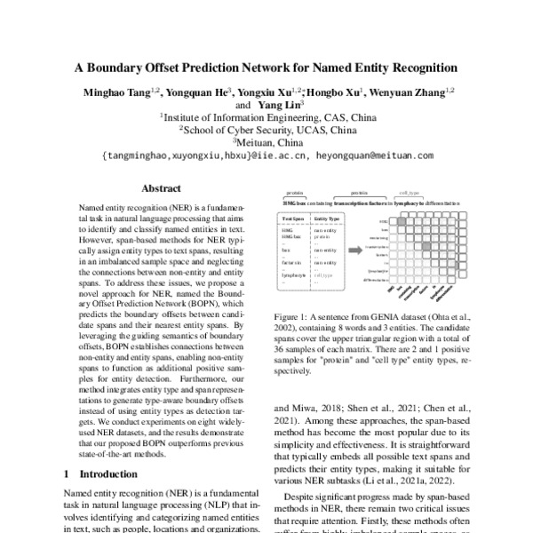 A Boundary Offset Prediction Network for Named Entity Recognition ACL