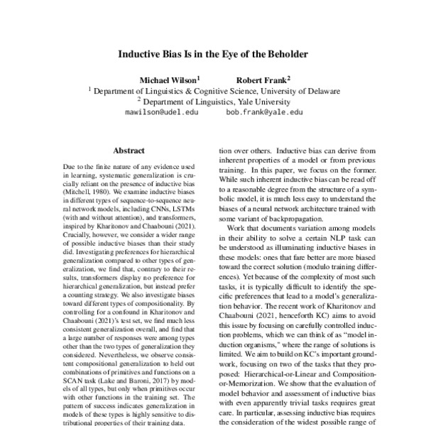Inductive Bias Is in the Eye of the Beholder - ACL Anthology