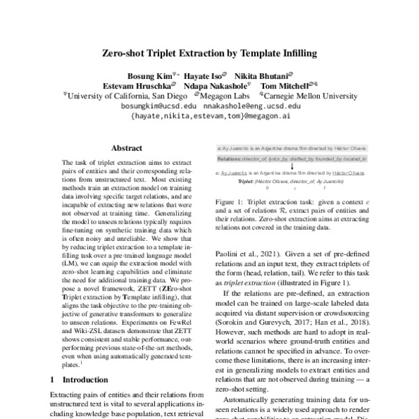 Zero-shot Triplet Extraction by Template Infilling - ACL Anthology