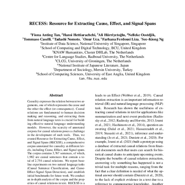 RECESS Resource for Extracting Cause, Effect, and Signal Spans ACL