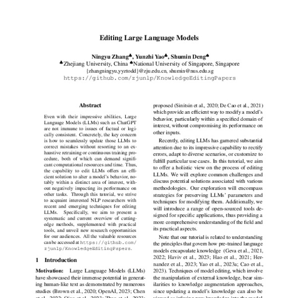 Editing Large Language Models ACL Anthology