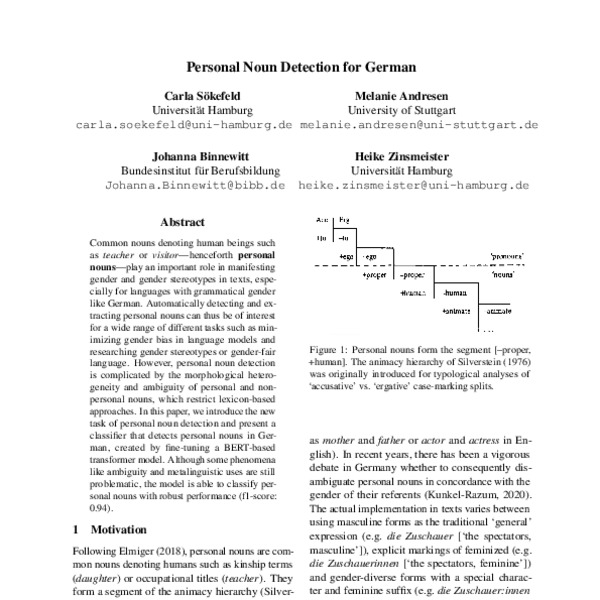Personal noun detection for German - ACL Anthology