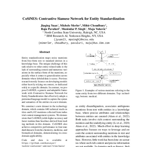 CoSiNES: Contrastive Siamese Network for Entity Standardization - ACL ...
