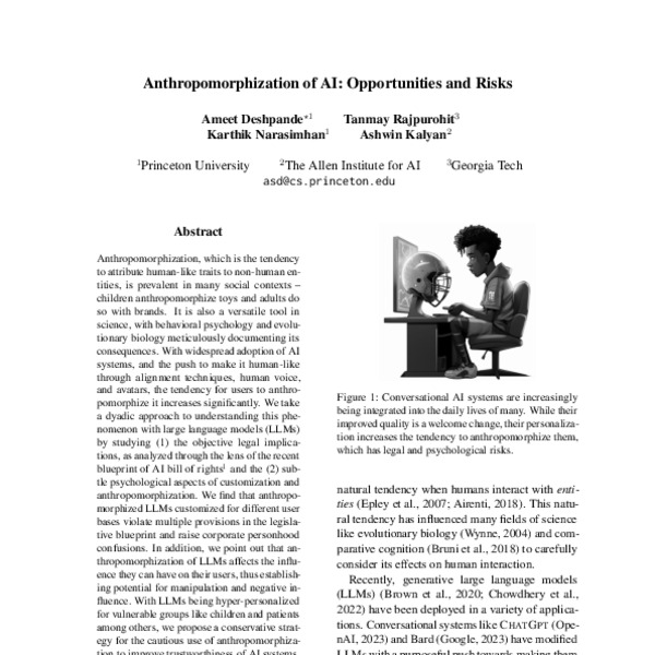 Anthropomorphization of AI: Opportunities and Risks - ACL Anthology