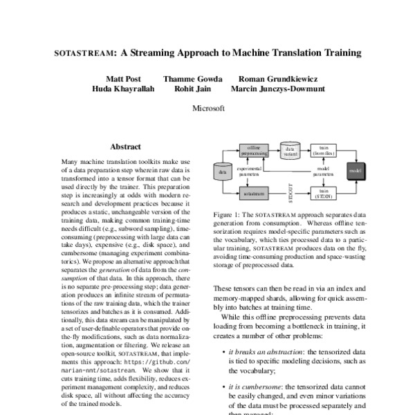 SOTASTREAM: A Streaming Approach to Machine Translation Training - ACL ...