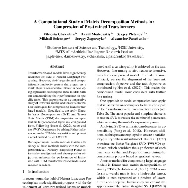 A Computational Study of Matrix Decomposition Methods for Compression ...