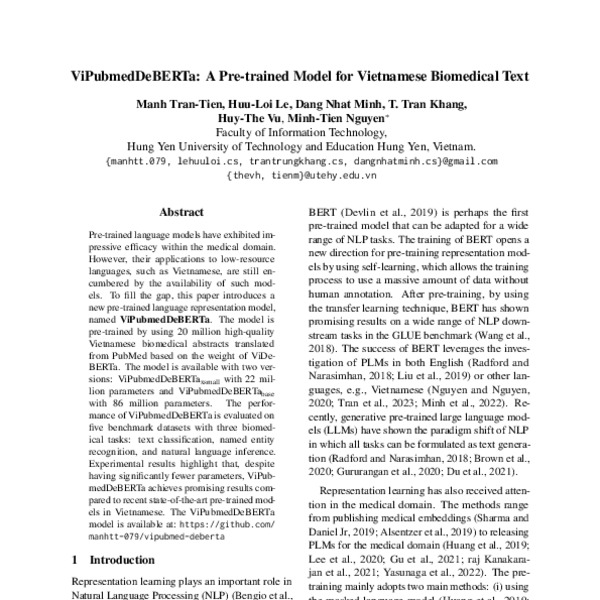 Image Trần Nhật Minh image beautiful - ViPubmedDeBERTa: A Pre-trained Model for Vietnamese Biomedical ...