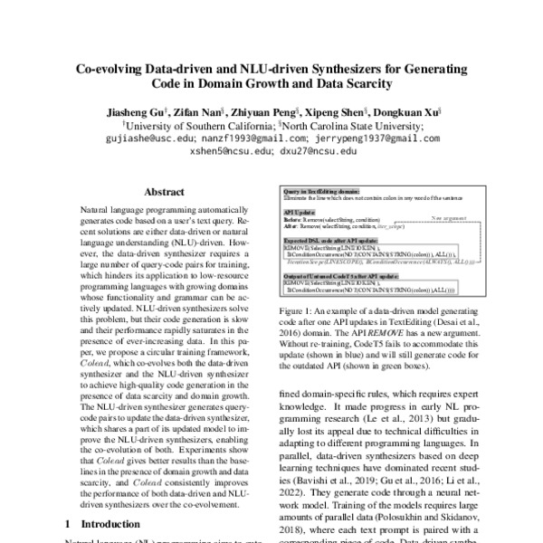 Co-evolving data-driven and NLU-driven Synthesizers for Generating Code ...