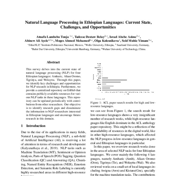 Natural Language Processing in Ethiopian Languages: Current State ...