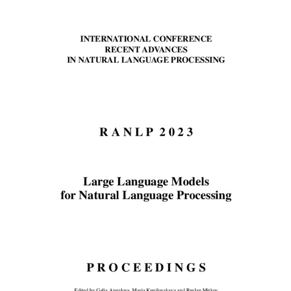 Proceedings of the 14th International Conference on Recent Advances in ...