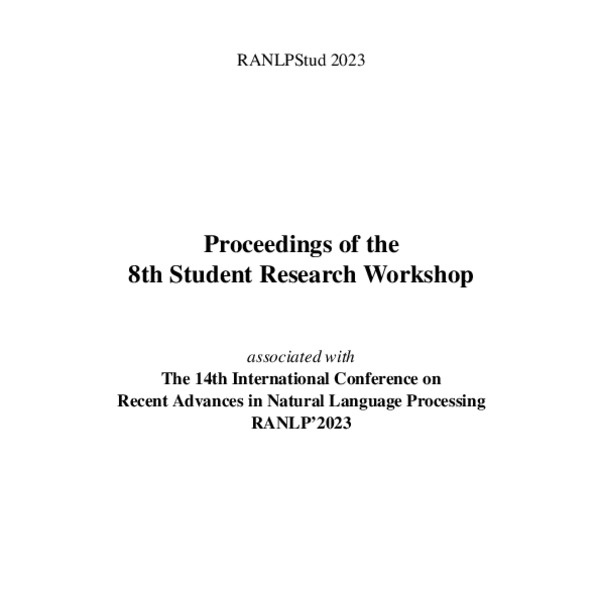 Proceedings of the 8th Student Research associated with the