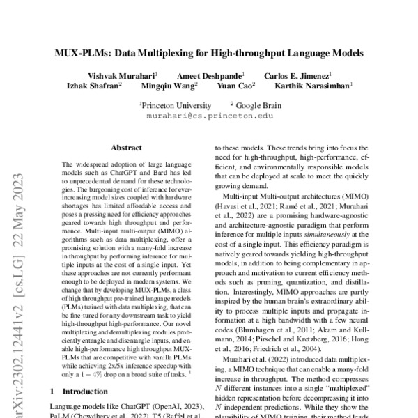 MUX-PLMs: Pre-training Language Models with Data Multiplexing - ACL ...