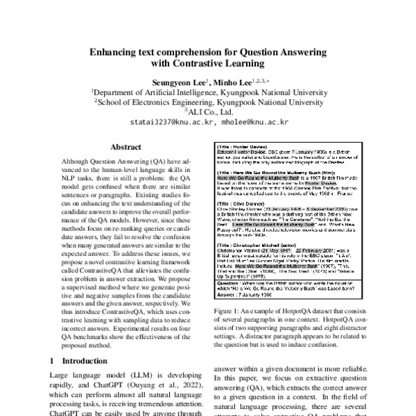 Enhancing text comprehension for Question Answering with Contrastive ...