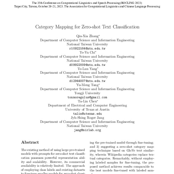 Category Mapping for Zero-shot Text Classification - ACL Anthology