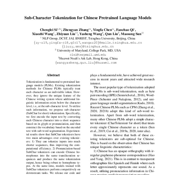 sub-character-tokenization-for-chinese-pretrained-language-models-acl