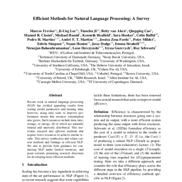 Efficient Methods for Natural Language Processing: A Survey - ACL Anthology